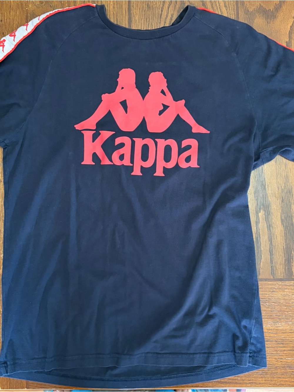 Kappa Black Tee with Red Omni Logo Size Medium EUC A37